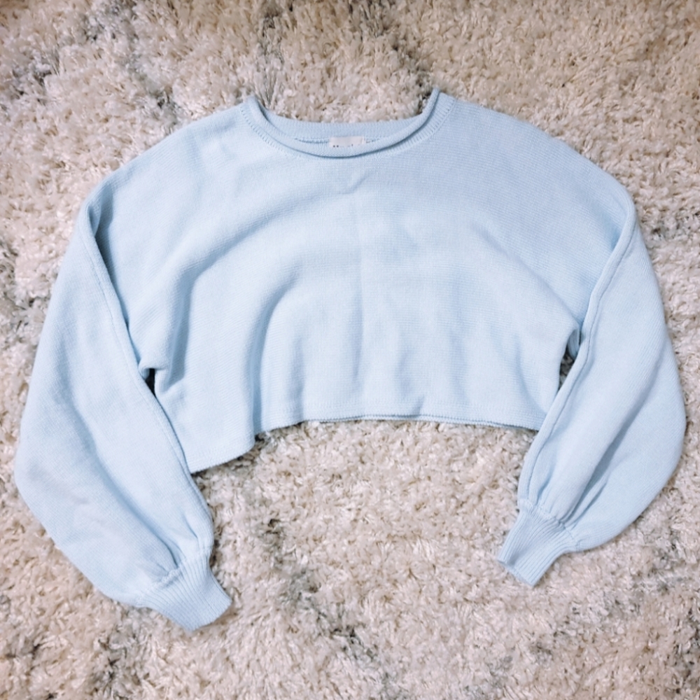Petal & pup cropped sweater dusty blue
